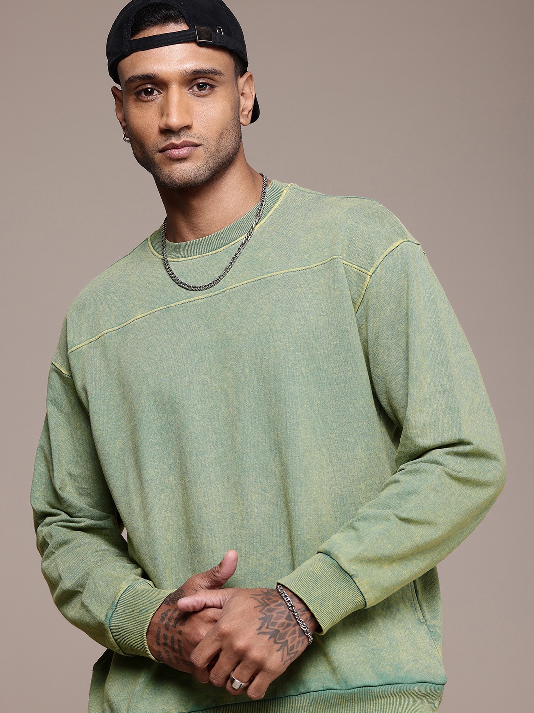 

The Roadster Life Co. Round Neck Pure Cotton Relaxed Fit Sweatshirt, Green