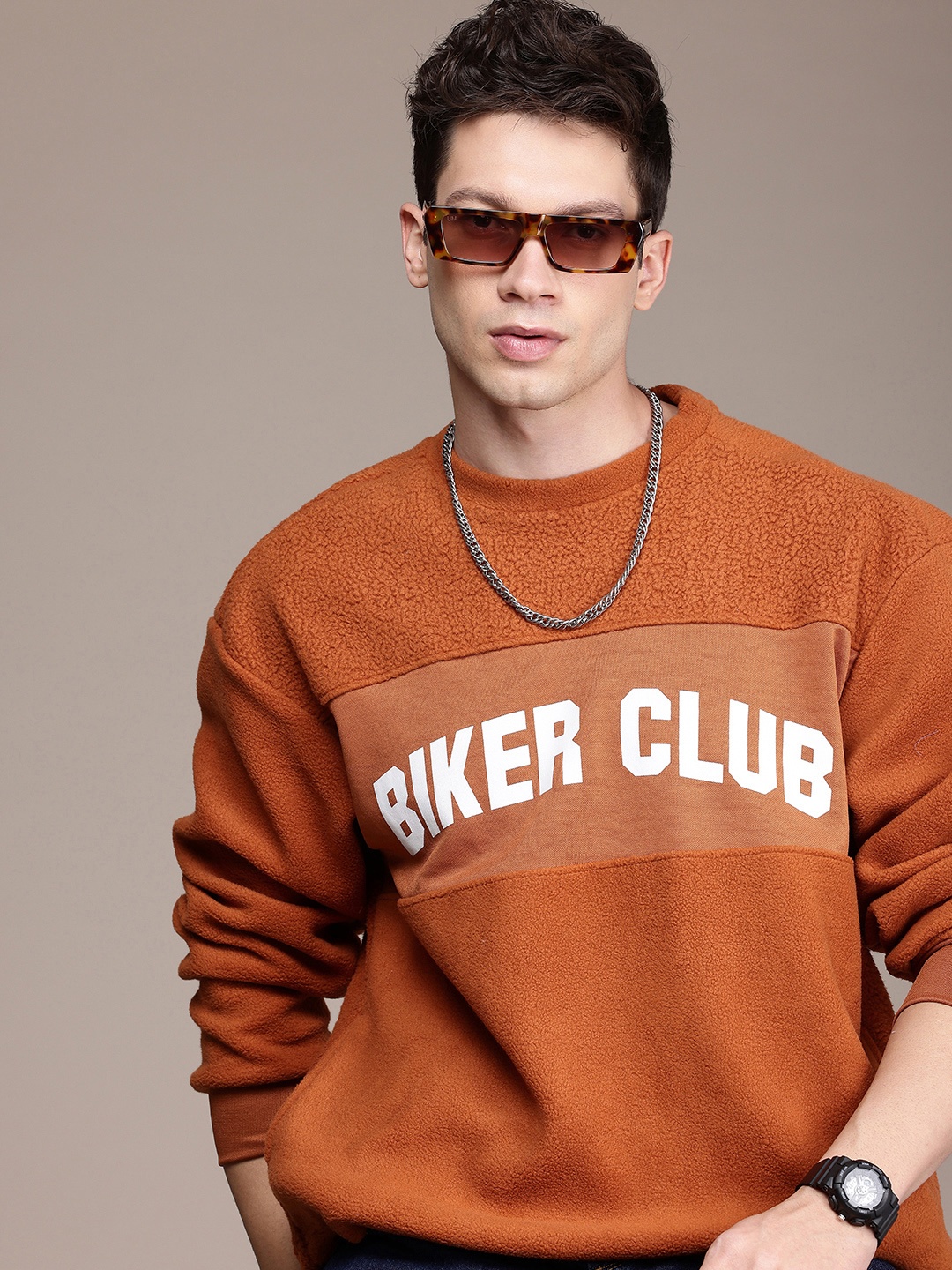 

The Roadster Life Co. Typography Printed Sweatshirt, Orange