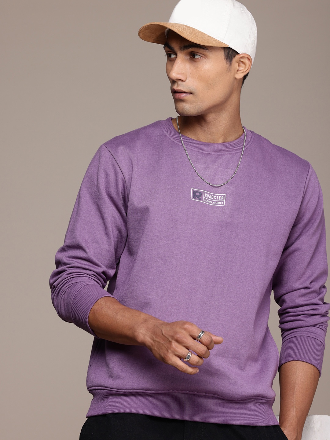

The Roadster Life Co. Solid Regular Fit Sweatshirt, Purple