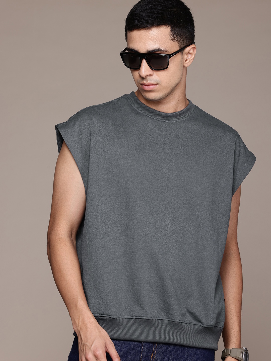 

The Roadster Lifestyle Co. Sleeveless Oversized Sweatshirt, Charcoal