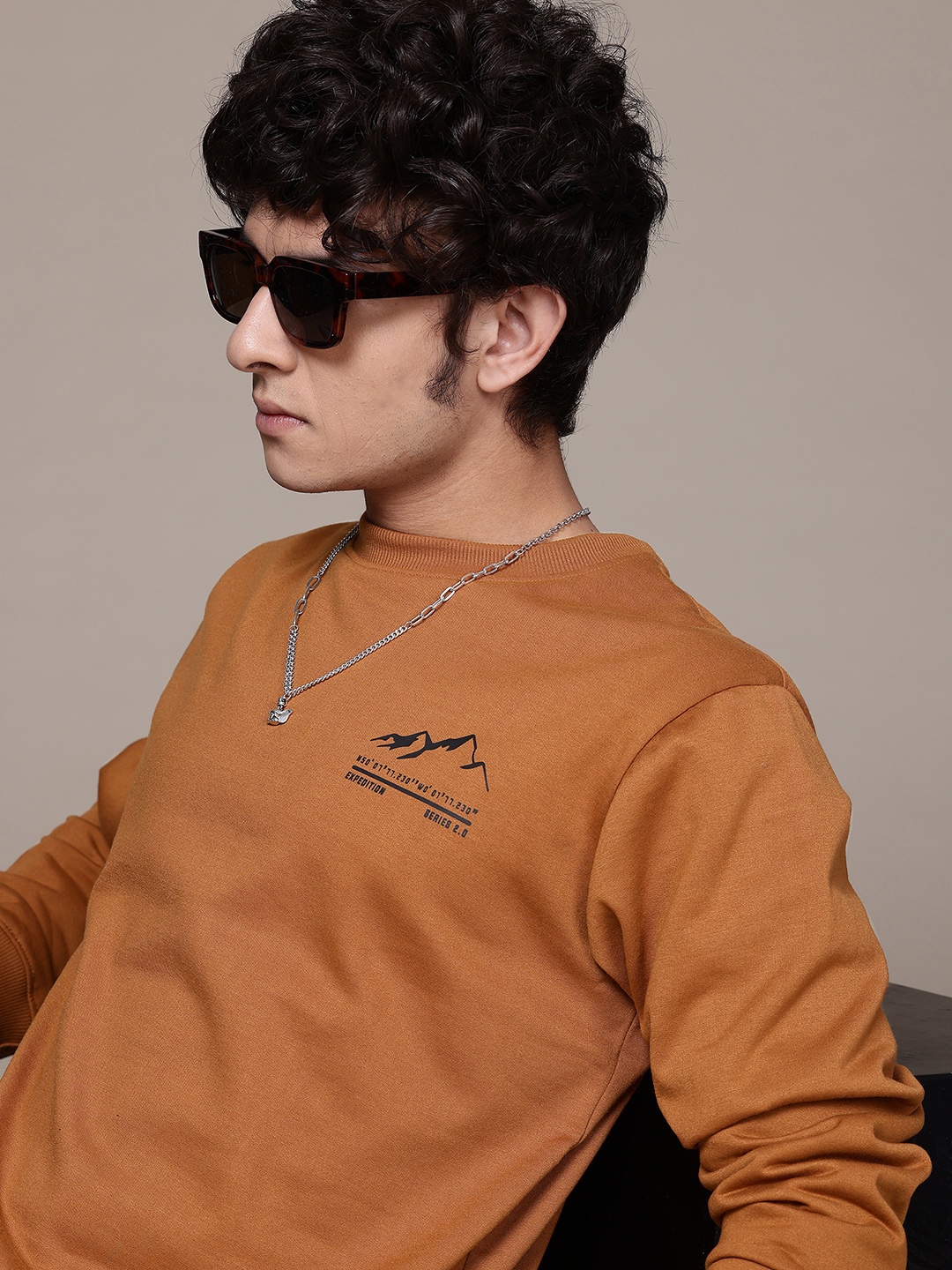 

The Roadster Life Co. Graphic Printed Pullover Sweatshirt, Brown