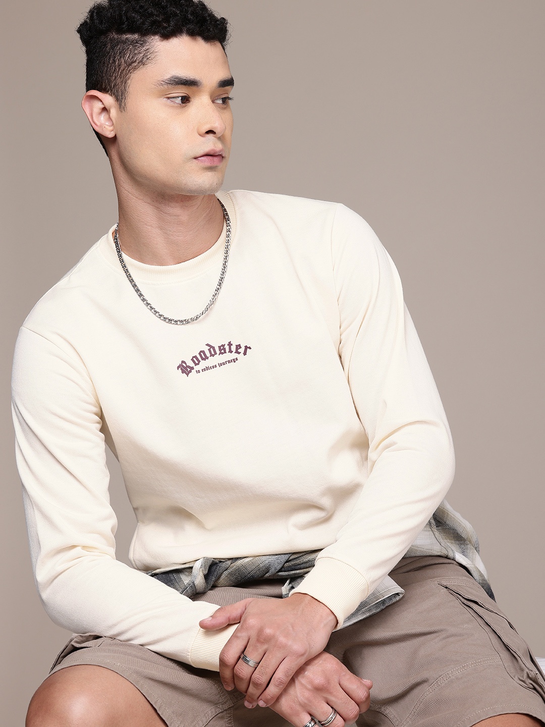 

The Roadster Life Co. Round Neck Regular Sweatshirt, Cream