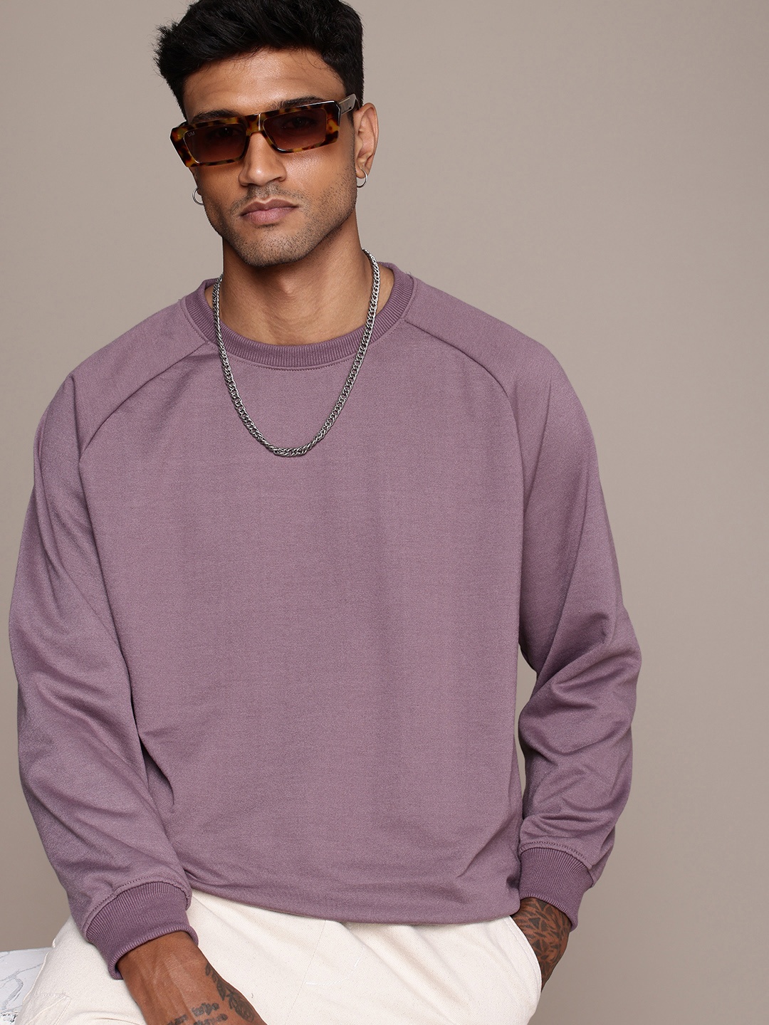 

The Roadster Life Co. Raglan Sleeves Relaxed Fit Sweatshirt, Mauve