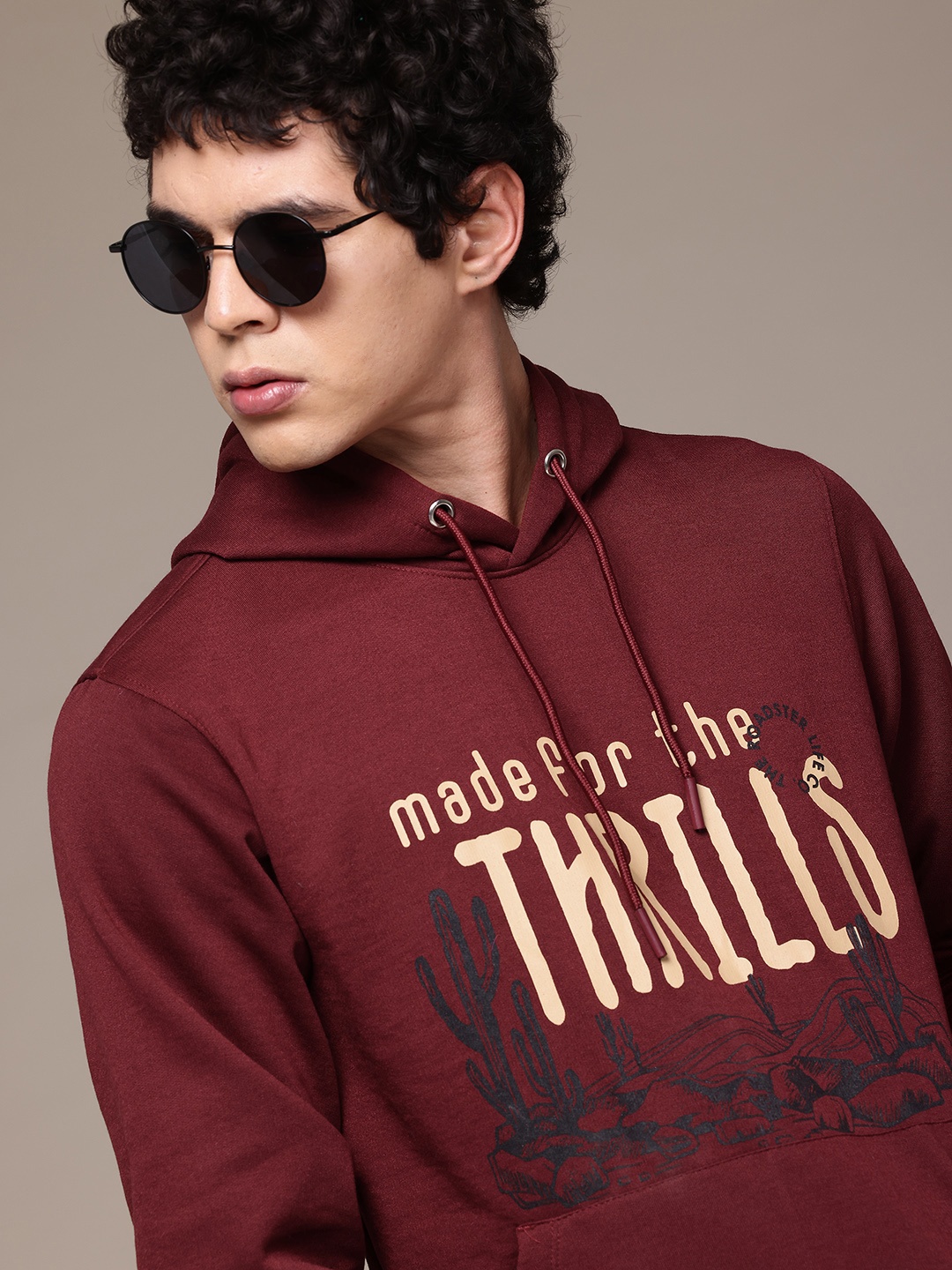 

The Roadster Lifestyle Co. Printed Hooded Sweatshirt, Maroon