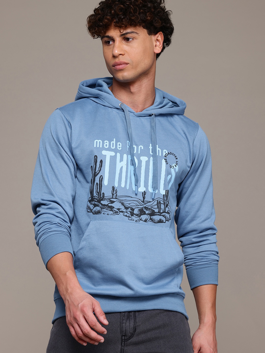 

The Roadster Lifestyle Co. Hooded Printed Sweatshirt, Blue