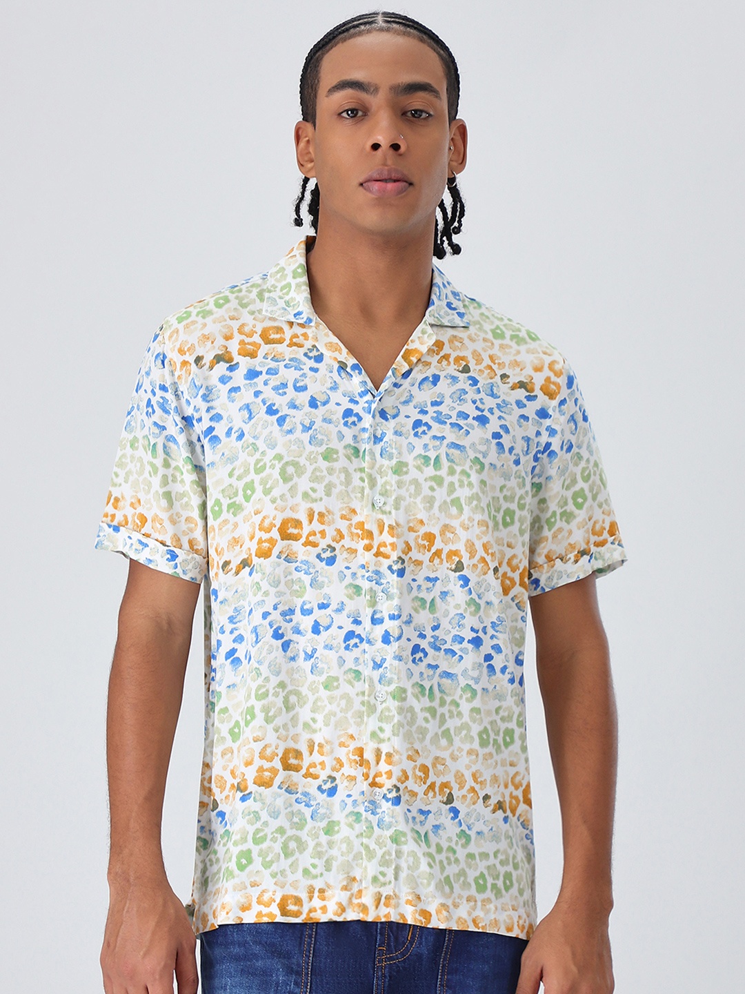 

Banana Club Men Classic Abstract Printed Casual Shirt, Green