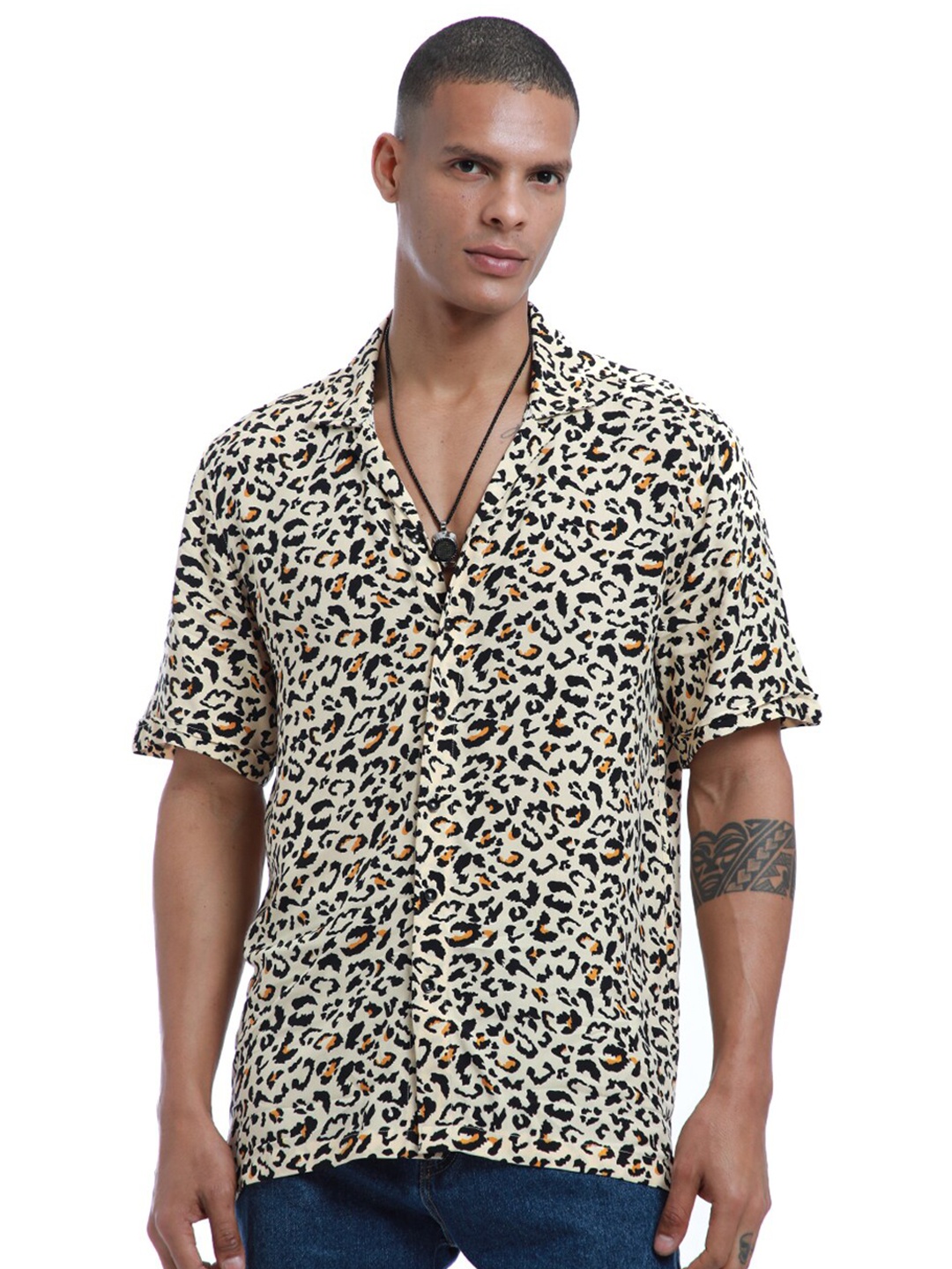 

Banana Club Classic Animal Printed Casual Shirt, Peach