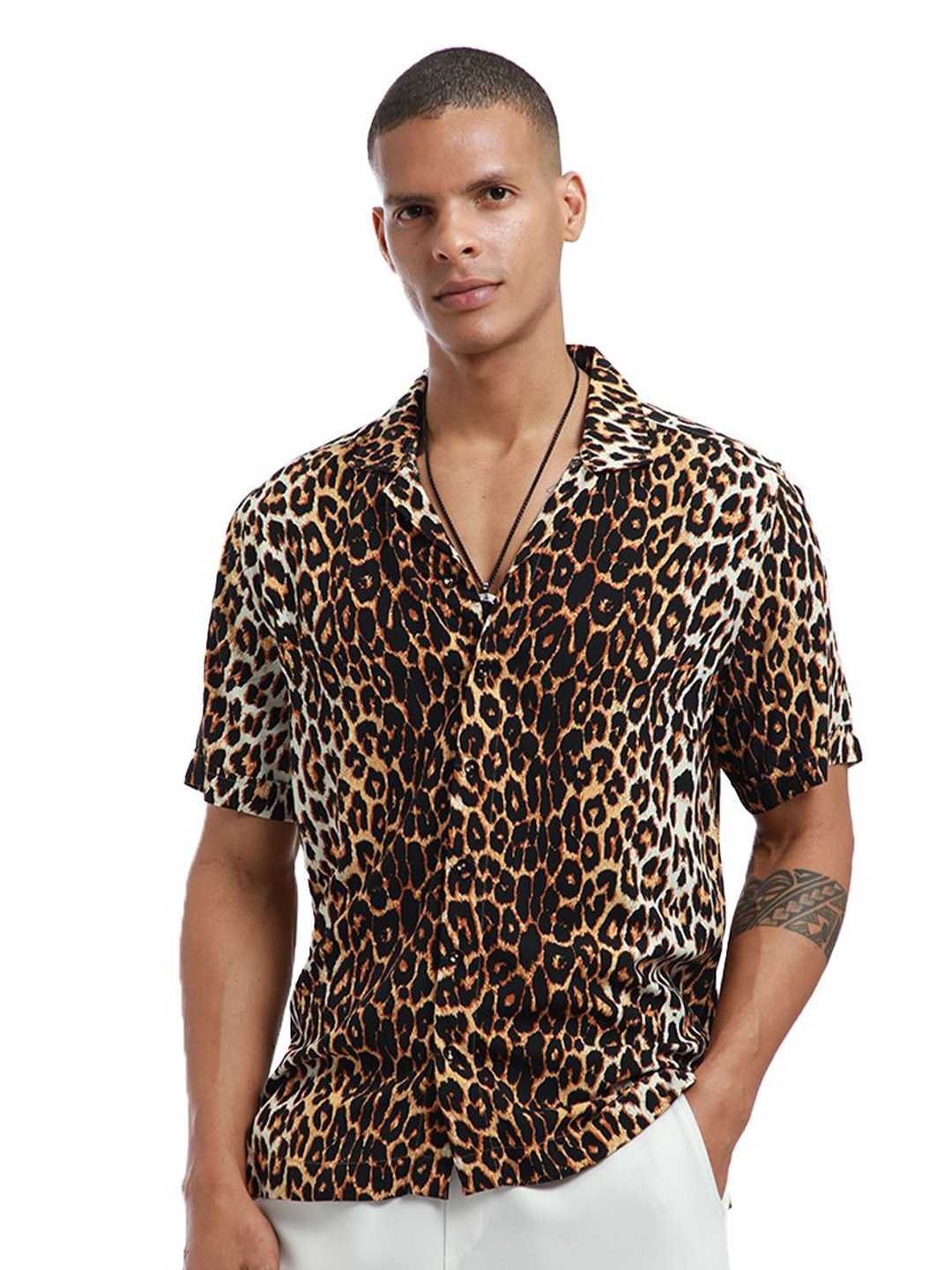

Banana Club Classic Animal Printed Casual Shirt, Brown
