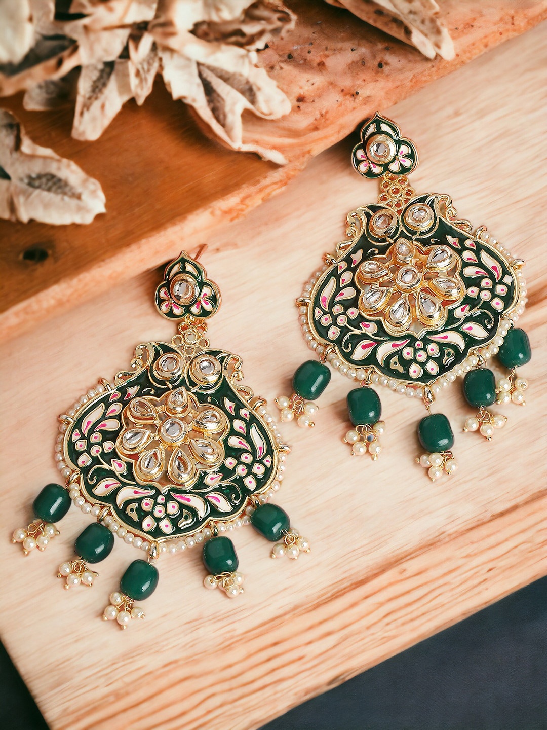 

Anouk Floral Chandbalis Earrings, Green