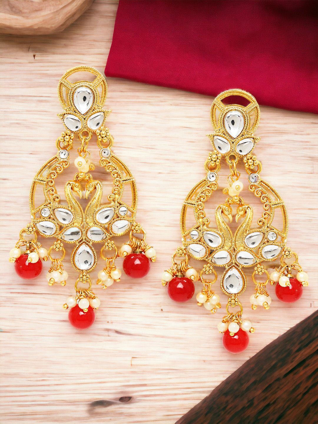 

Anouk Women Peacock Shaped Drop Earrings, Gold