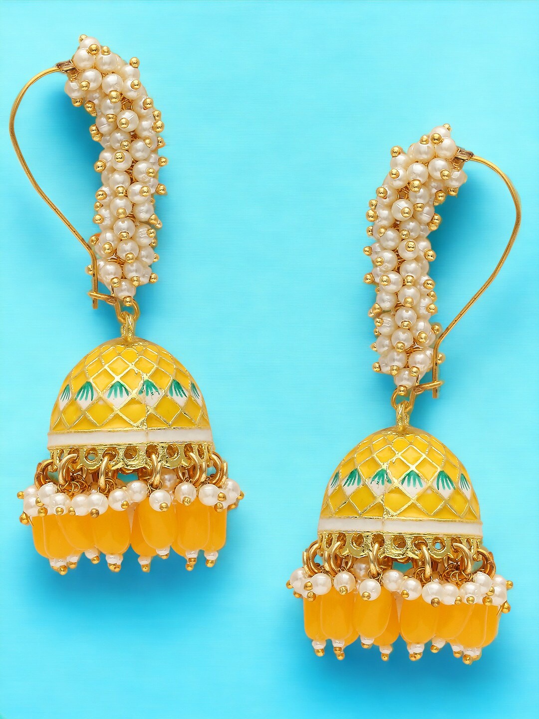 

Anouk Women Geometric Jhumkas Earrings, Yellow