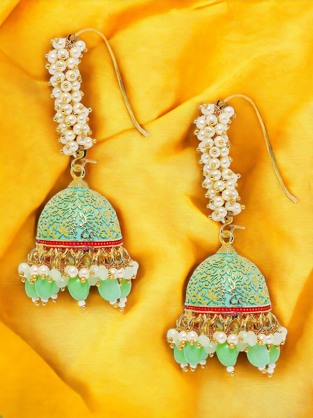 

Anouk Women Dome Shaped Jhumkas Earrings, Green