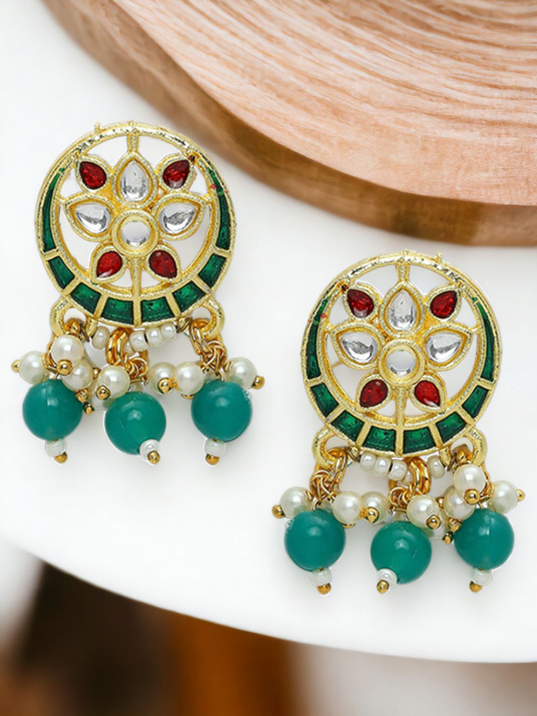 

Anouk Women Circular Drop Earrings, Green