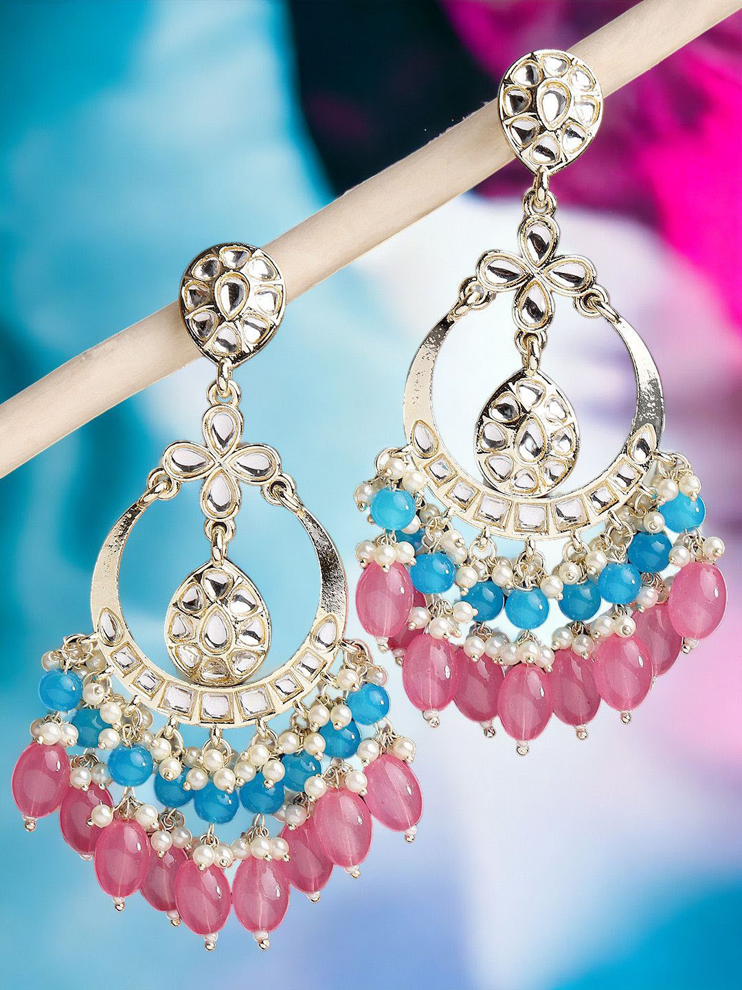 

Anouk Women Floral Chandbalis Earrings, White