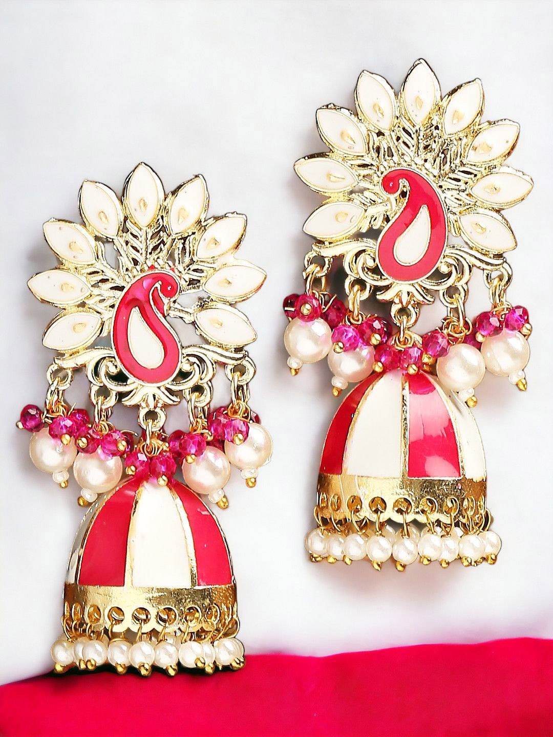 

Anouk Women Floral Jhumkas Earrings, Pink