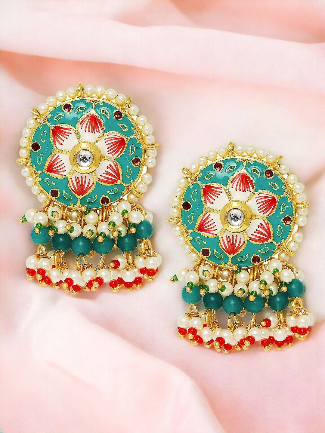 

Anouk Women Floral Jhumkas Earrings, Green