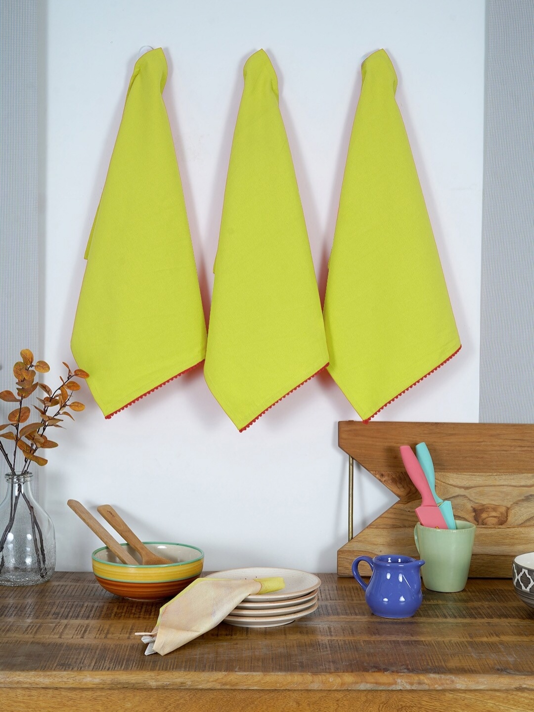 

Ratan Cart Green 3 Pieces Cotton Kitchen Towels