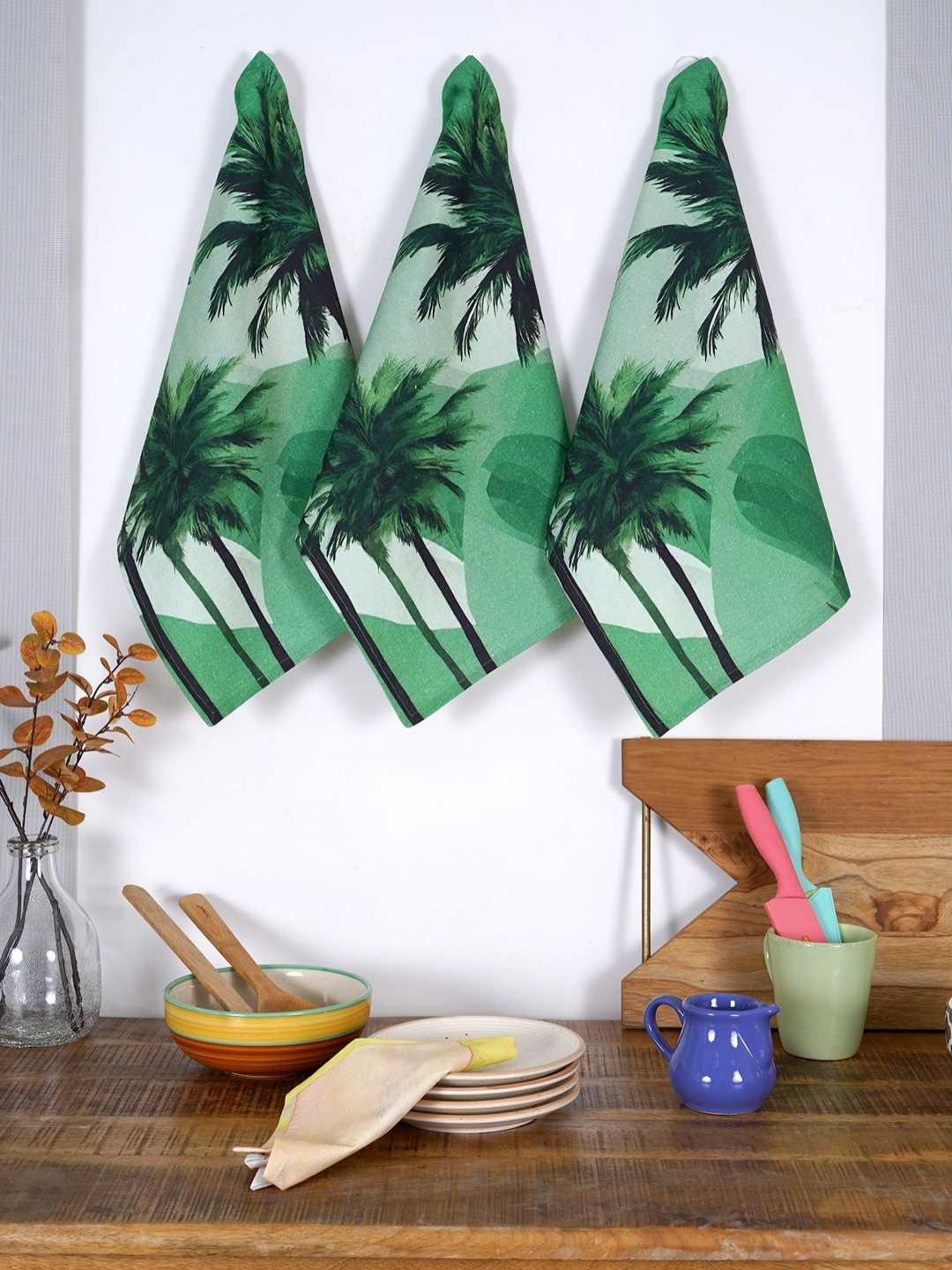 

Ratan Cart Green 3 Pieces Printed Cotton Kitchen Towels