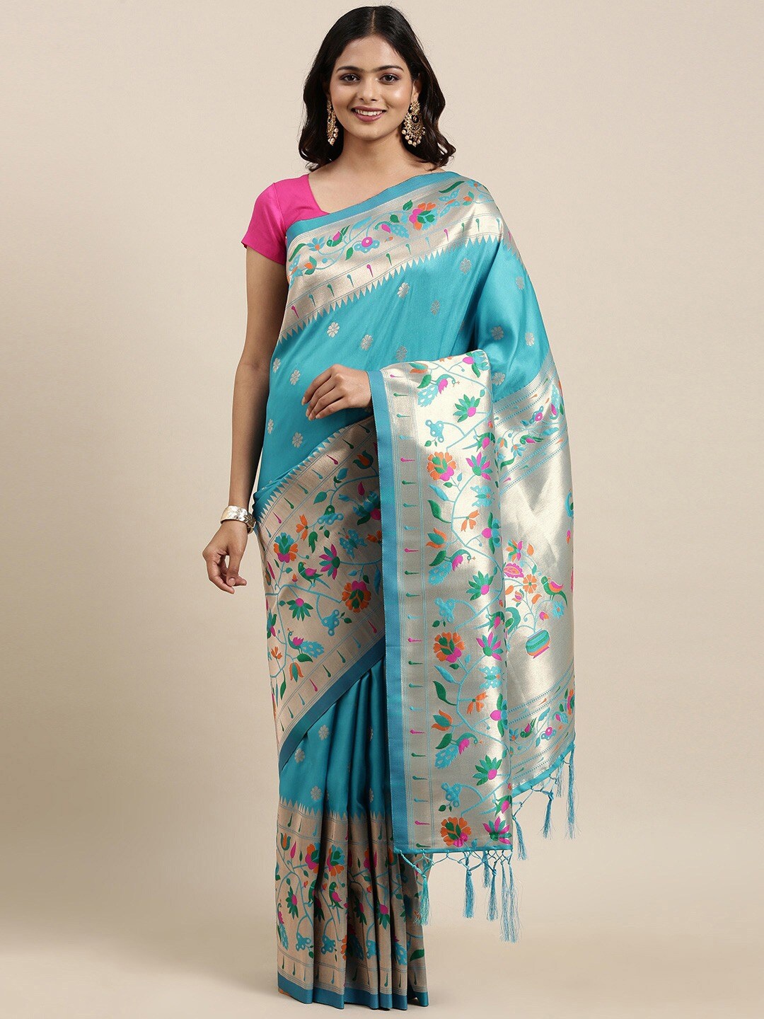 

LeeliPeeri Designer Woven Design Zari Kanjeevaram Saree, Blue