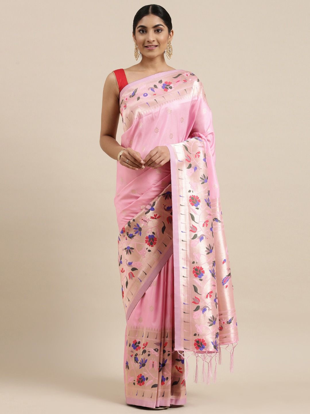 

LeeliPeeri Designer Woven Design Kanjeevaram Saree, Pink