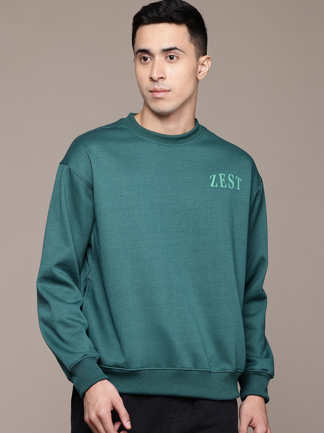 

The Roadster Lifestyle Co. Applique Detail Relaxed Fit Sweatshirt, Teal