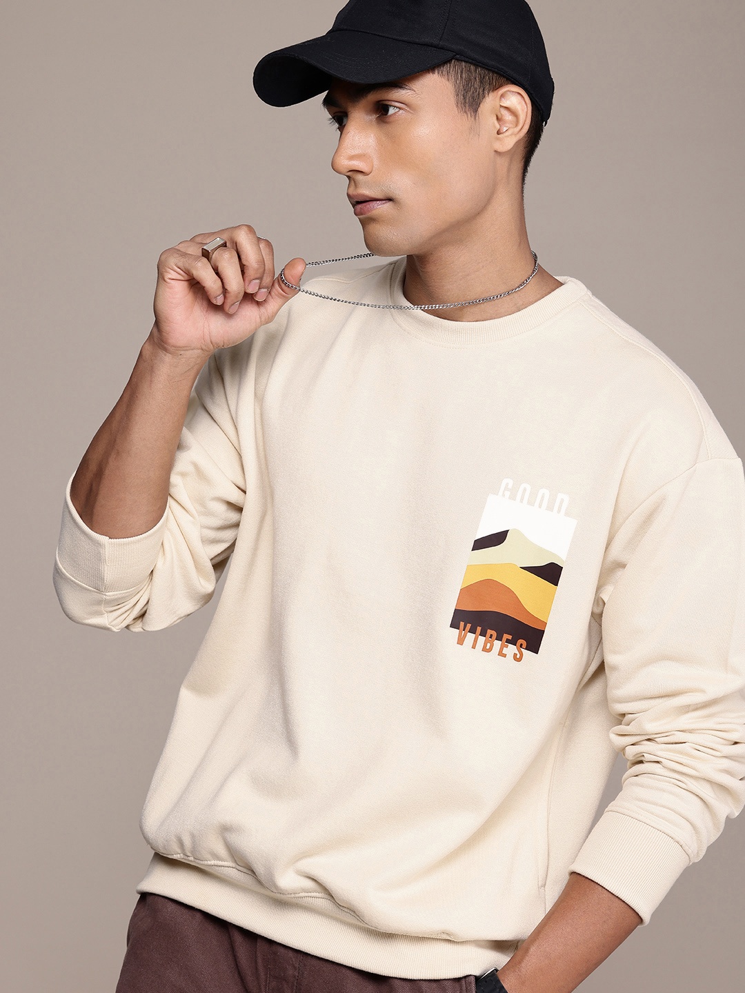 

The Roadster Life Co. Round Neck Relaxed Fit Sweatshirt, Beige