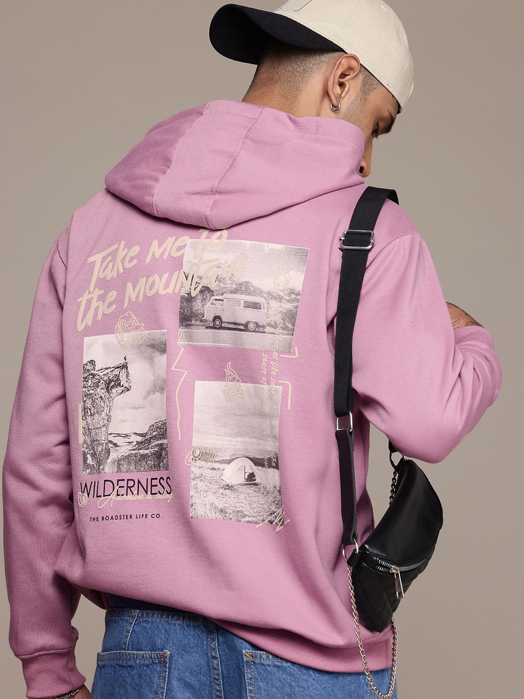 

The Roadster Life Co. Graphic Printed Hooded Relaxed Fit Sweatshirt, Mauve