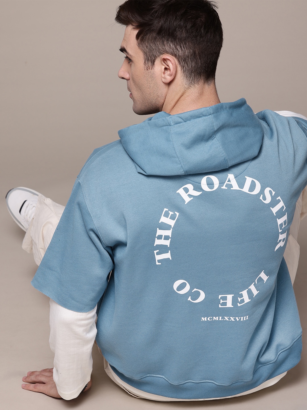 

The Roadster Lifestyle Co. Relaxed Fit Printed Hooded Sweatshirt, Blue