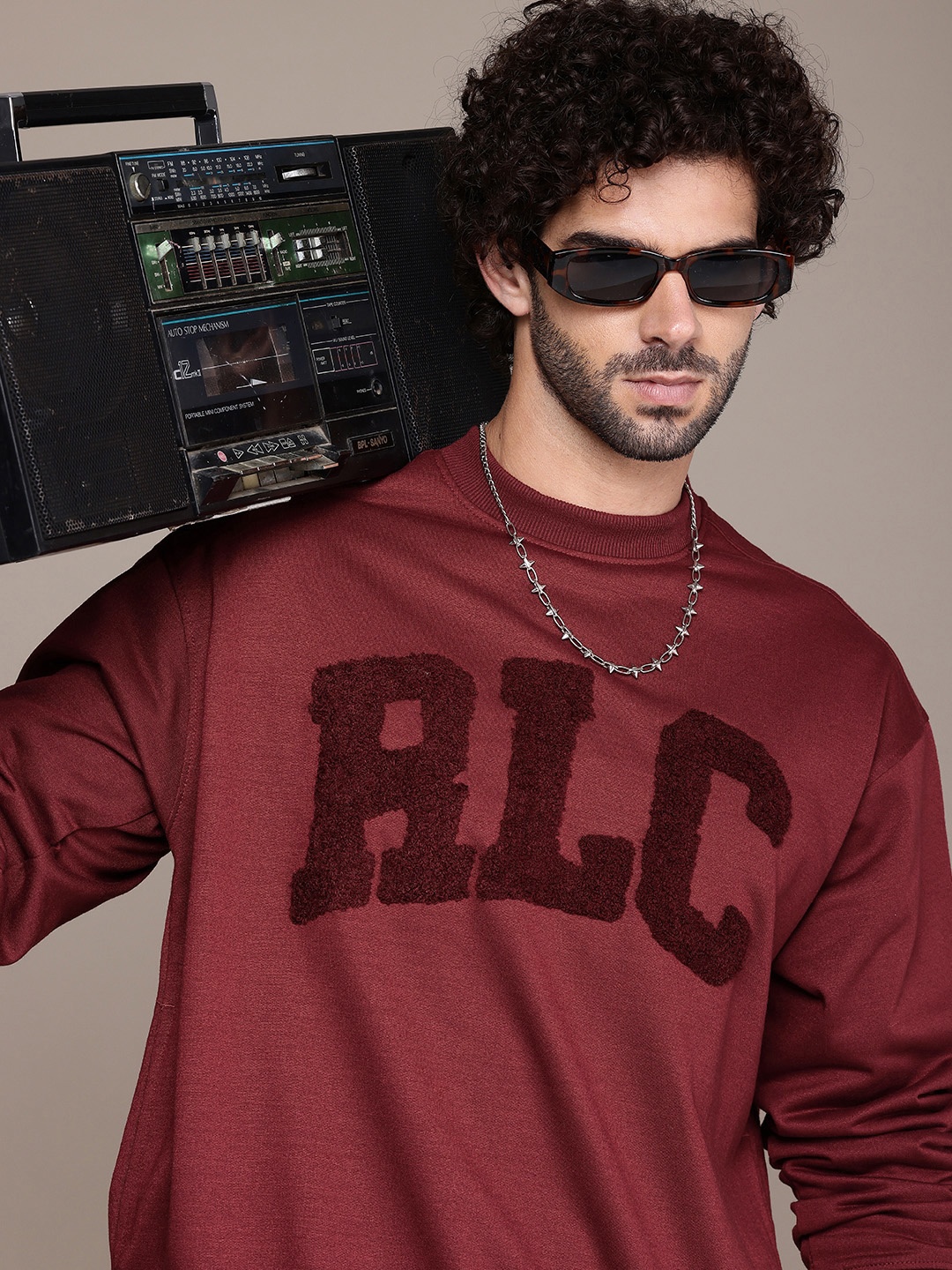 

The Roadster Life Co. Typography Embroidered Relaxed Fit Sweatshirt, Maroon