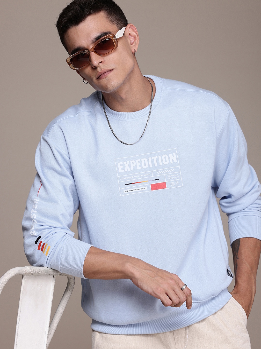

The Roadster Life Co. Typography Printed Relaxed Fit Sweatshirt, Blue