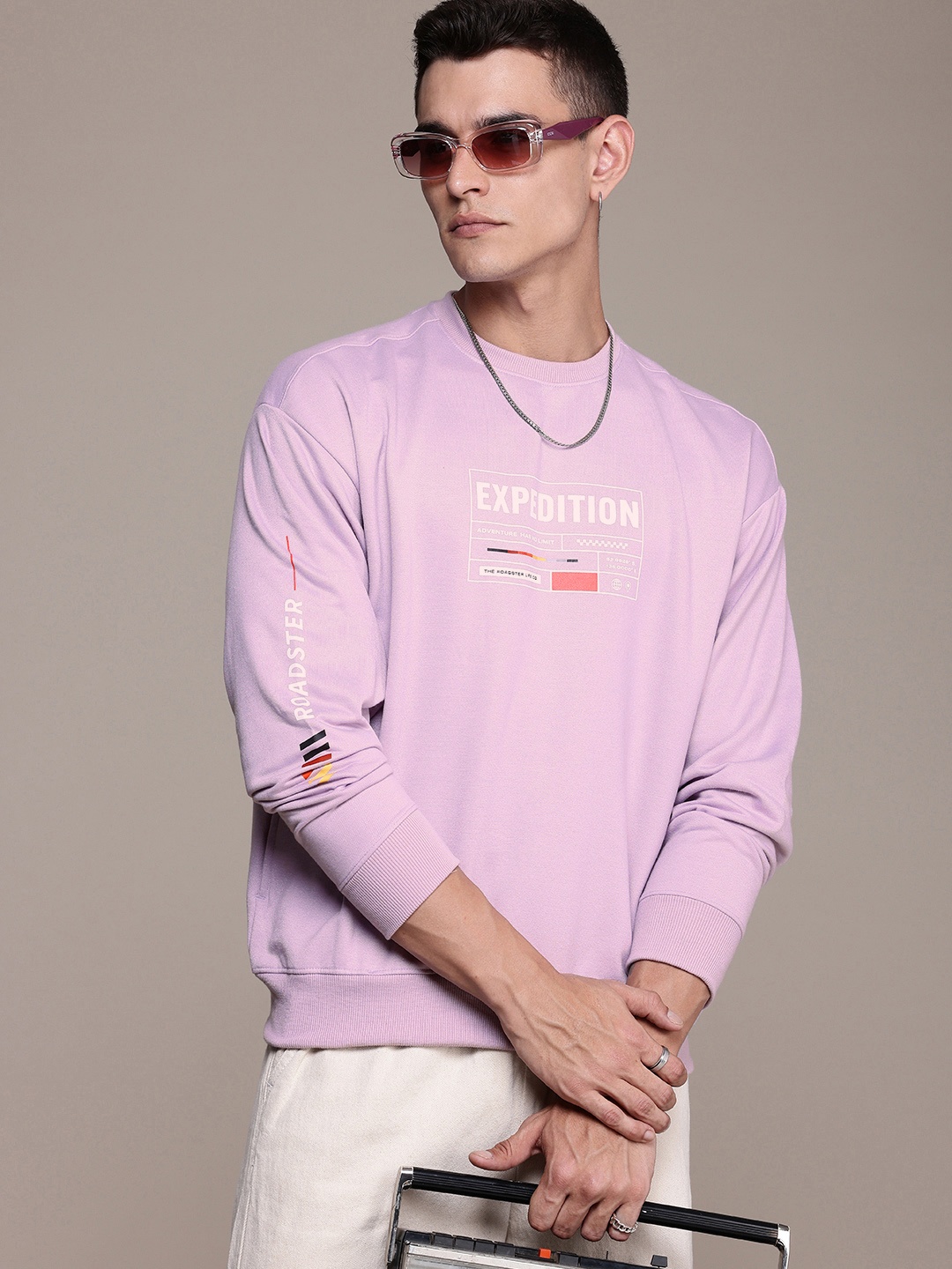 

The Roadster Life Co. Typography Printed Relaxed Fit Sweatshirt, Lavender