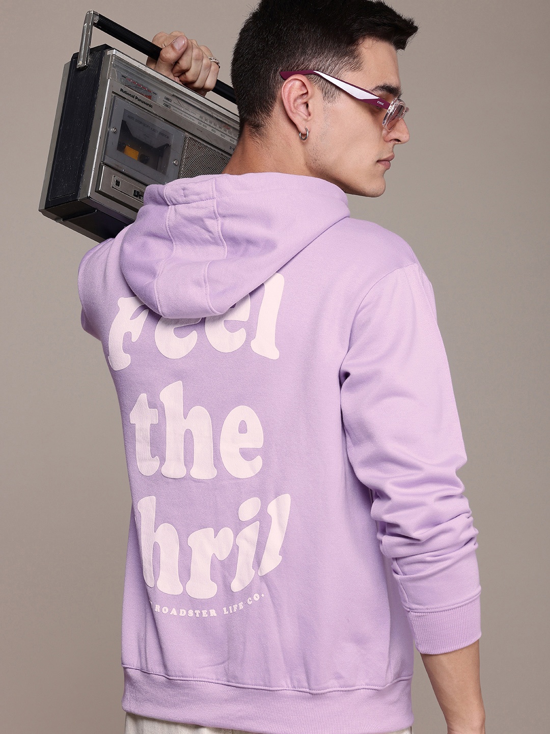 

The Roadster Life Co. Typography Printed Relaxed Fit Hooded Sweatshirt, Lavender