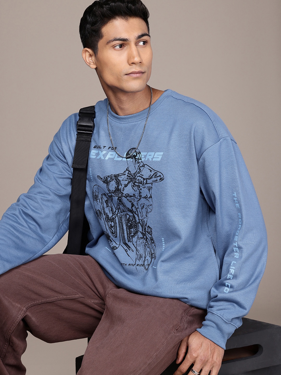

The Roadster Life Co. Graphic Printed Relaxed Fit Sweatshirt, Blue