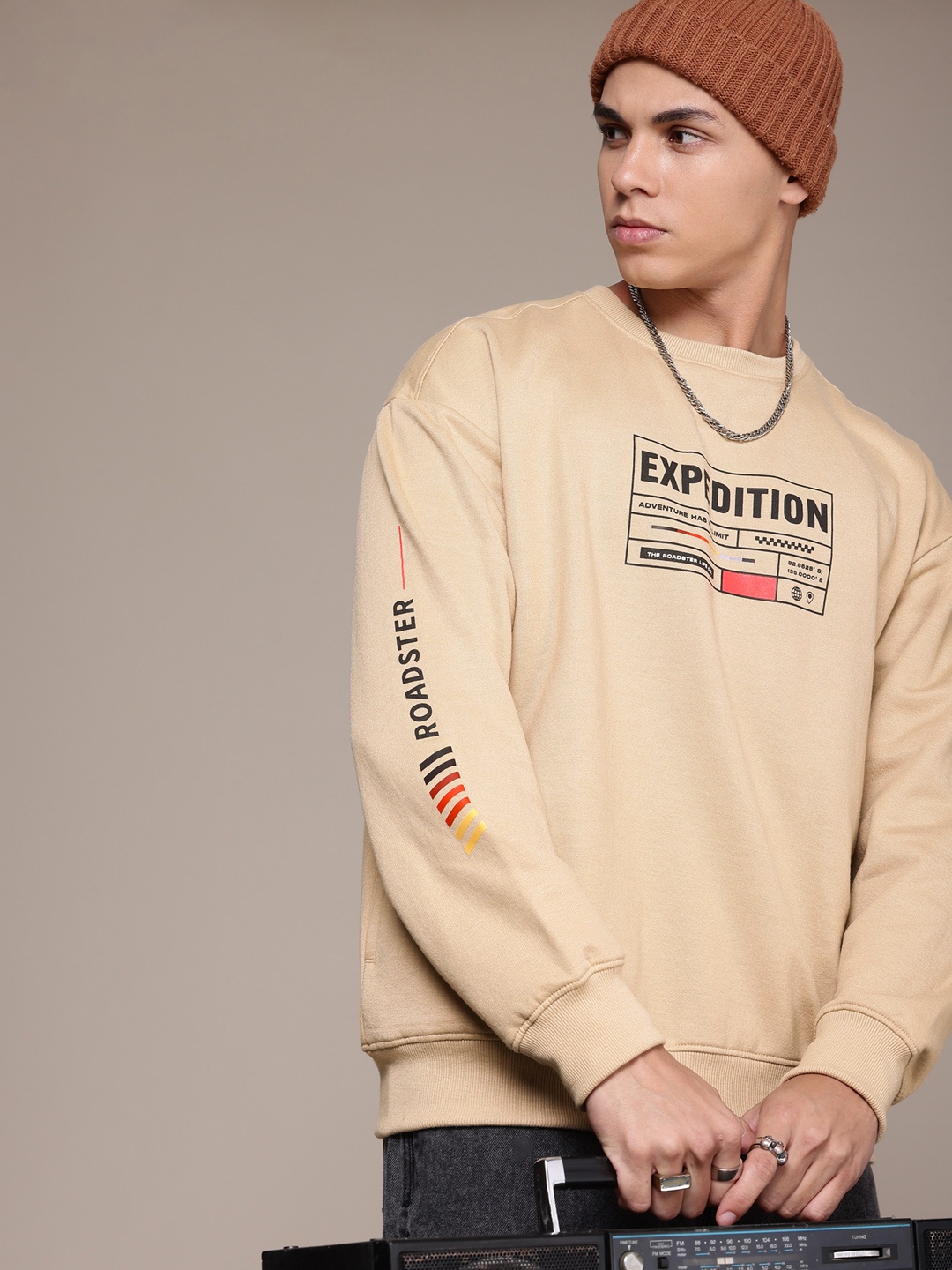 

The Roadster Life Co. Typography Printed Relaxed Fit Sweatshirt, Beige
