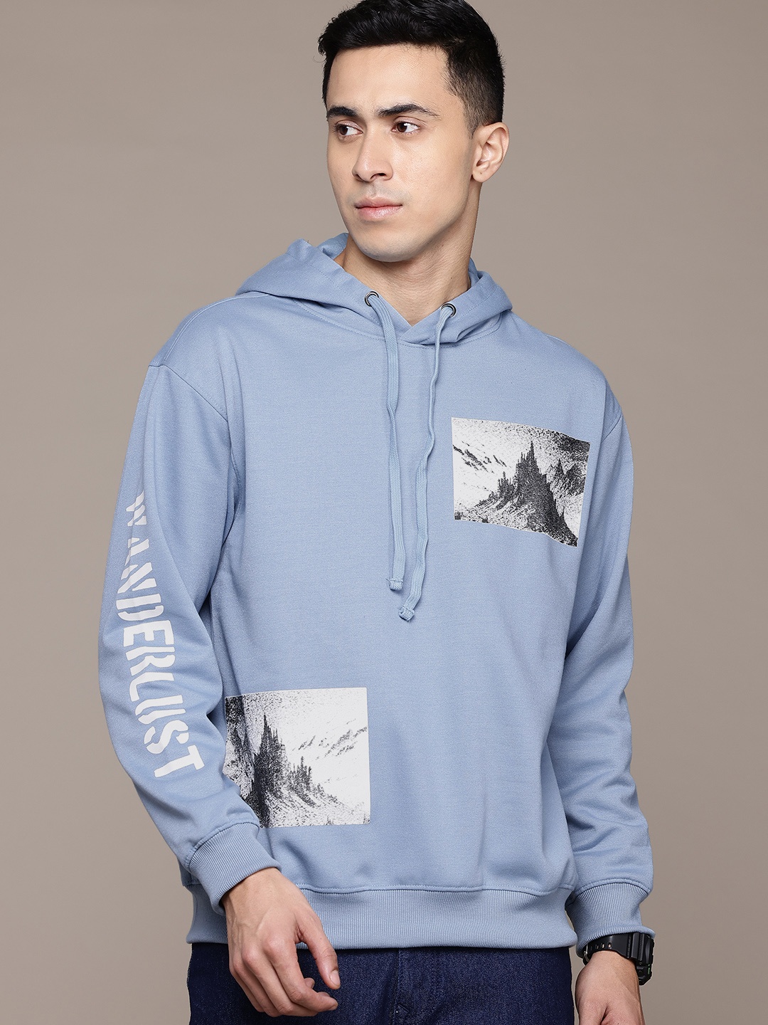 

The Roadster Lifestyle Co. Men Printed Relaxed Fit Sweatshirt, Blue