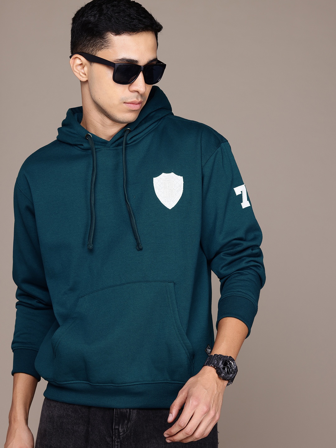 

The Roadster Lifestyle Co. Hooded Sweatshirt with Applique, Teal