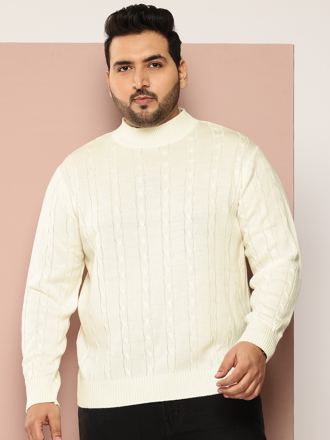 

Sztori Plus Size Cable Knit Pullover, Cream