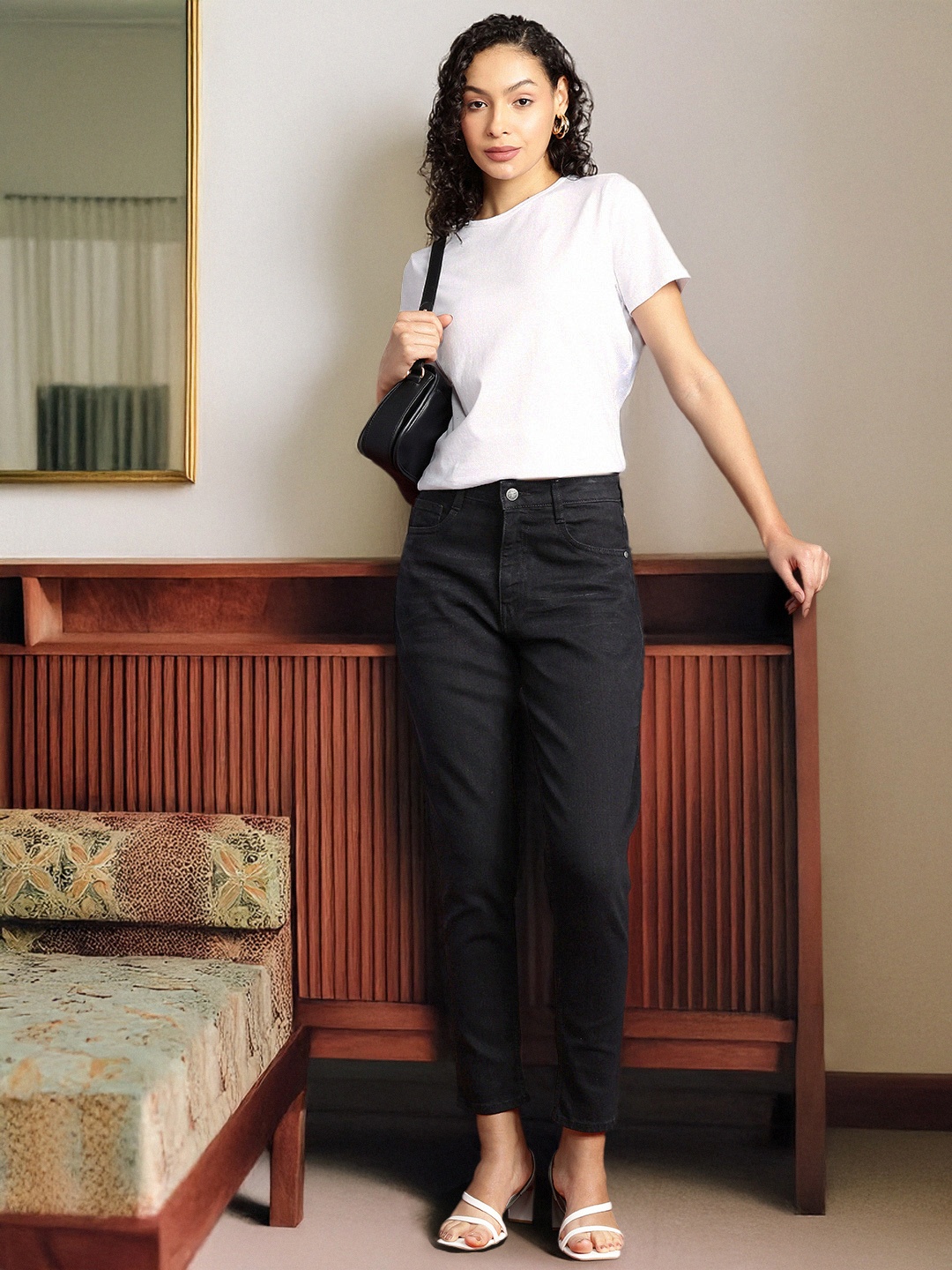 

all about you Women Light Fade Mom Fit Stretchable Jeans, Black