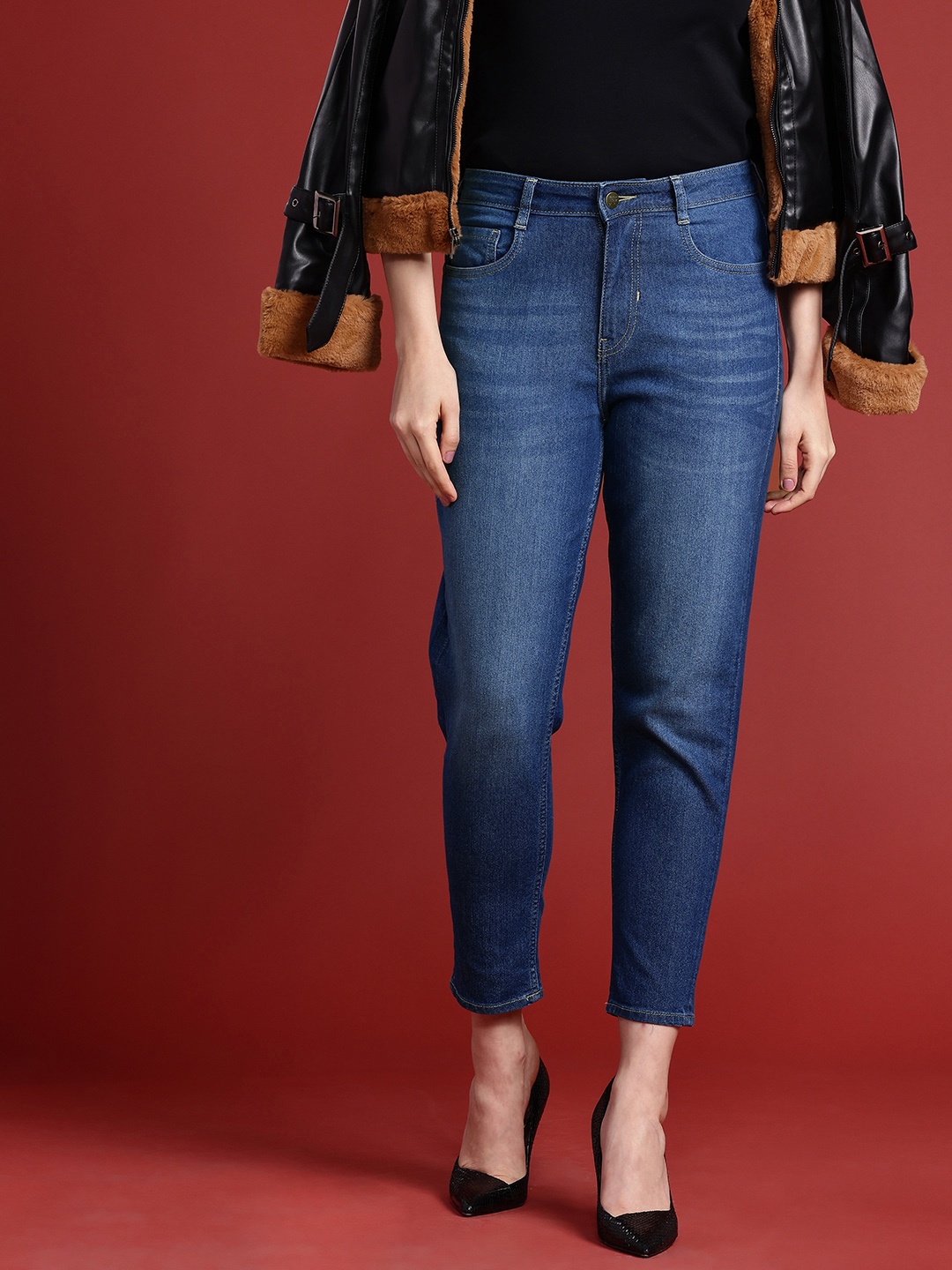 

all about you Women Mom Fit Light Fade Stretchable Jeans, Blue