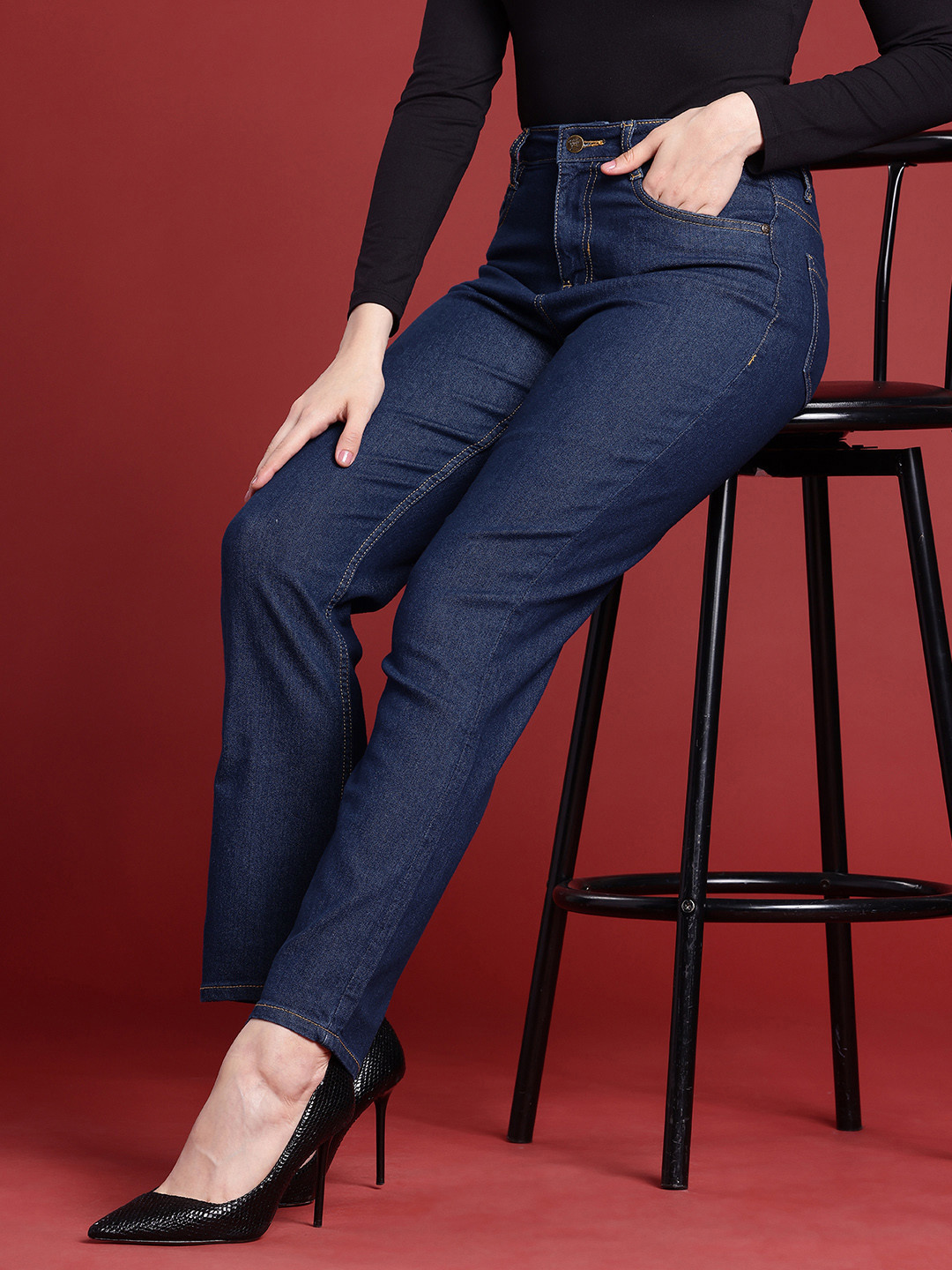 

all about you Women Straight Fit High-Rise Stretchable Jeans, Blue