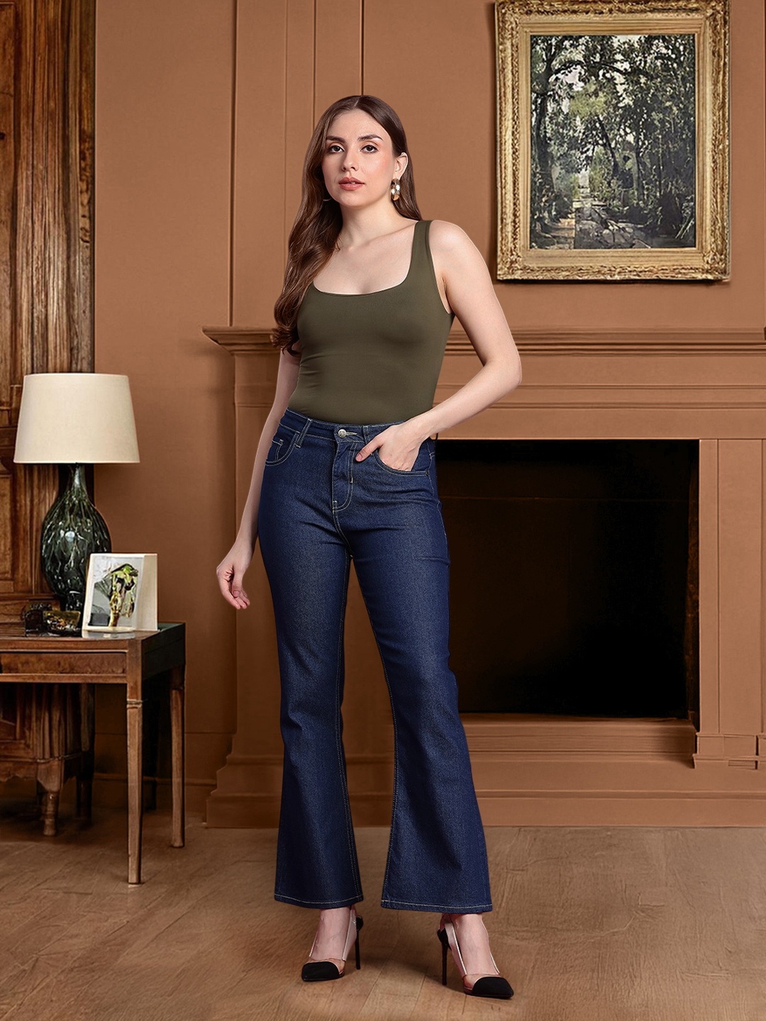 

all about you Women Slim Bootcut Fit High-Rise Stretchable Jeans, Blue