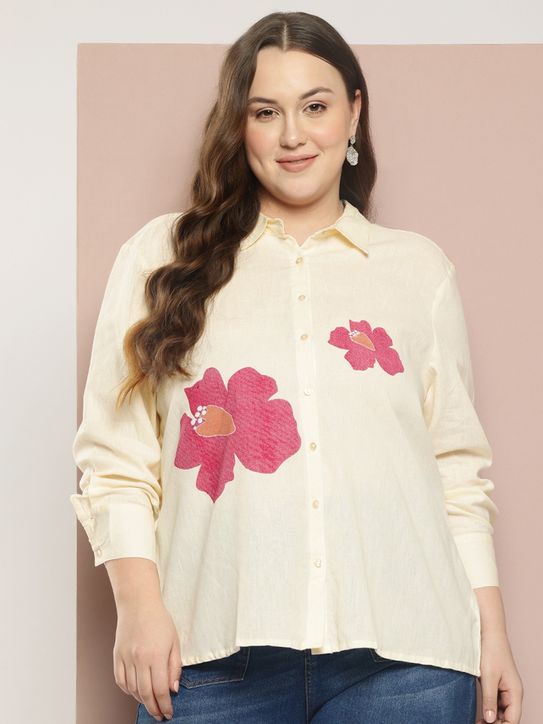 

Sztori Floral Print Casual Shirt, Off white