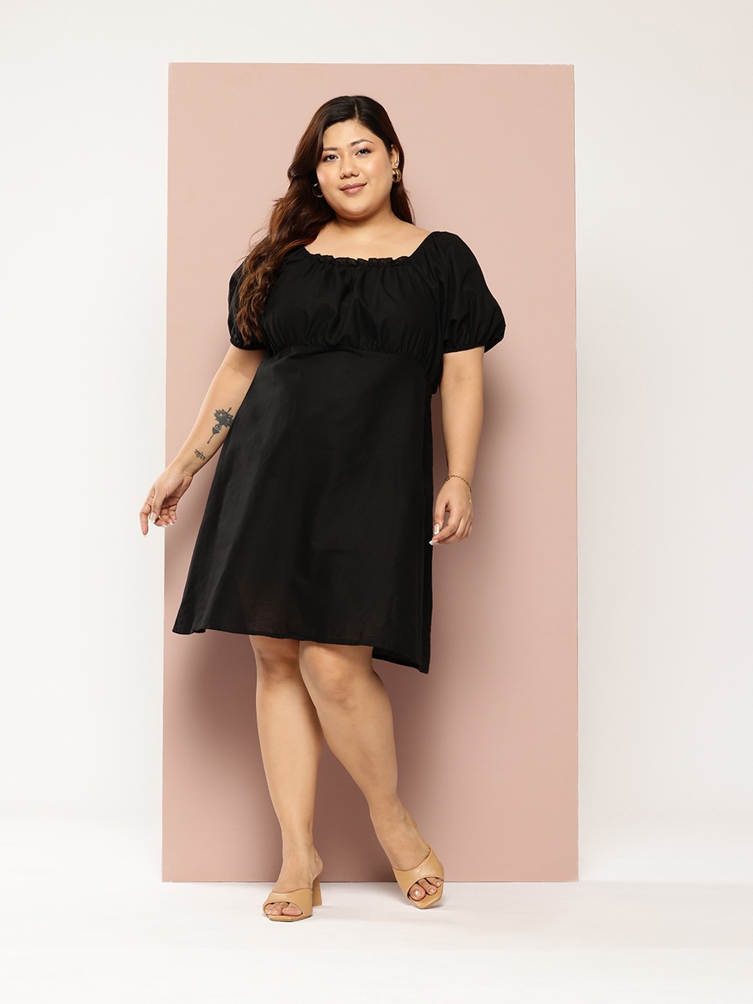 

Sztori Plus Size Fit & Flare Midi Dress, Black