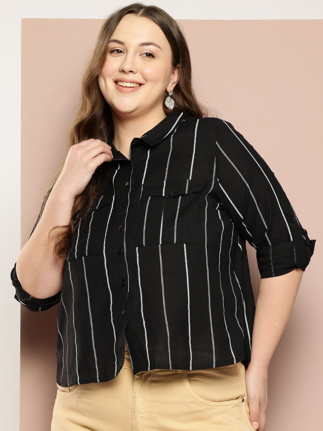 

Sztori Opaque Striped Casual Shirt, Black