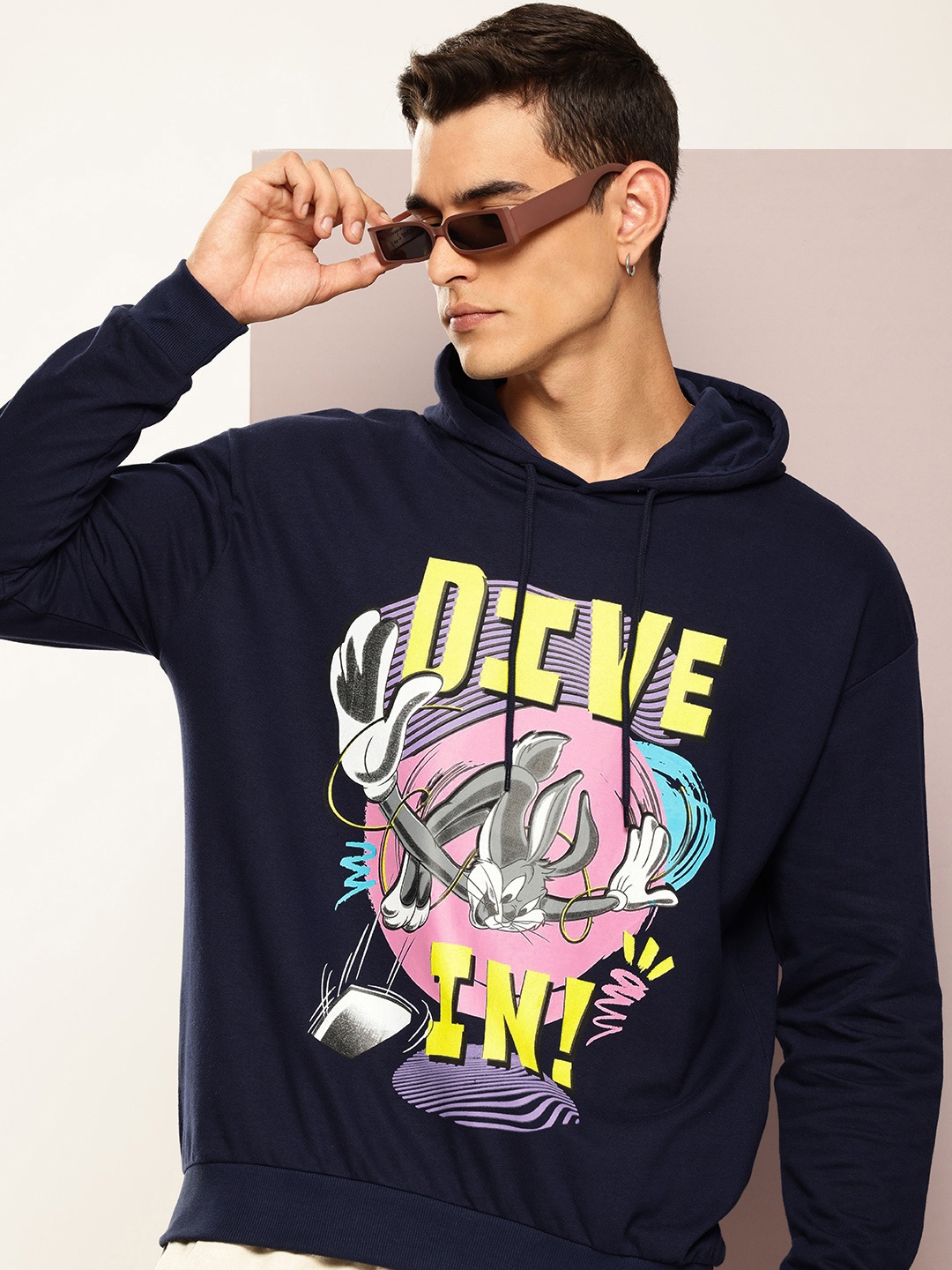 

Kook N Keech Looney Tunes Printed Hooded Pure Cotton Sweatshirt, Navy blue
