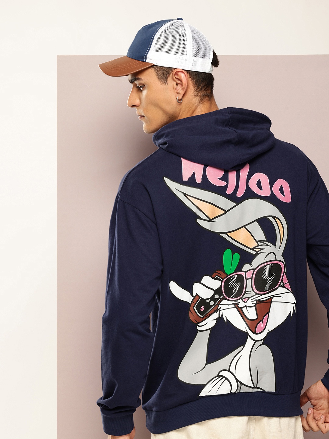 

Kook N Keech Looney Tunes Printed Hooded Pure Cotton Sweatshirt, Navy blue