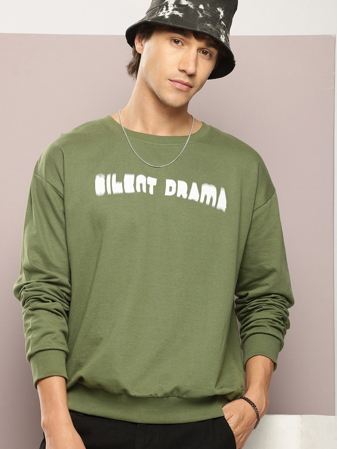 

Kook N Keech Relaxed Fit Pure Cotton Sweatshirt, Olive