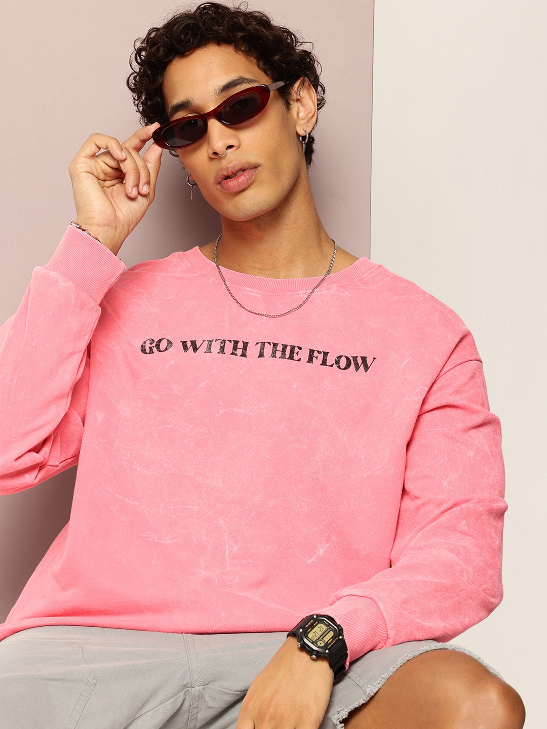 

Kook N Keech Typography Printed Washed Effect Sweatshirt, Pink