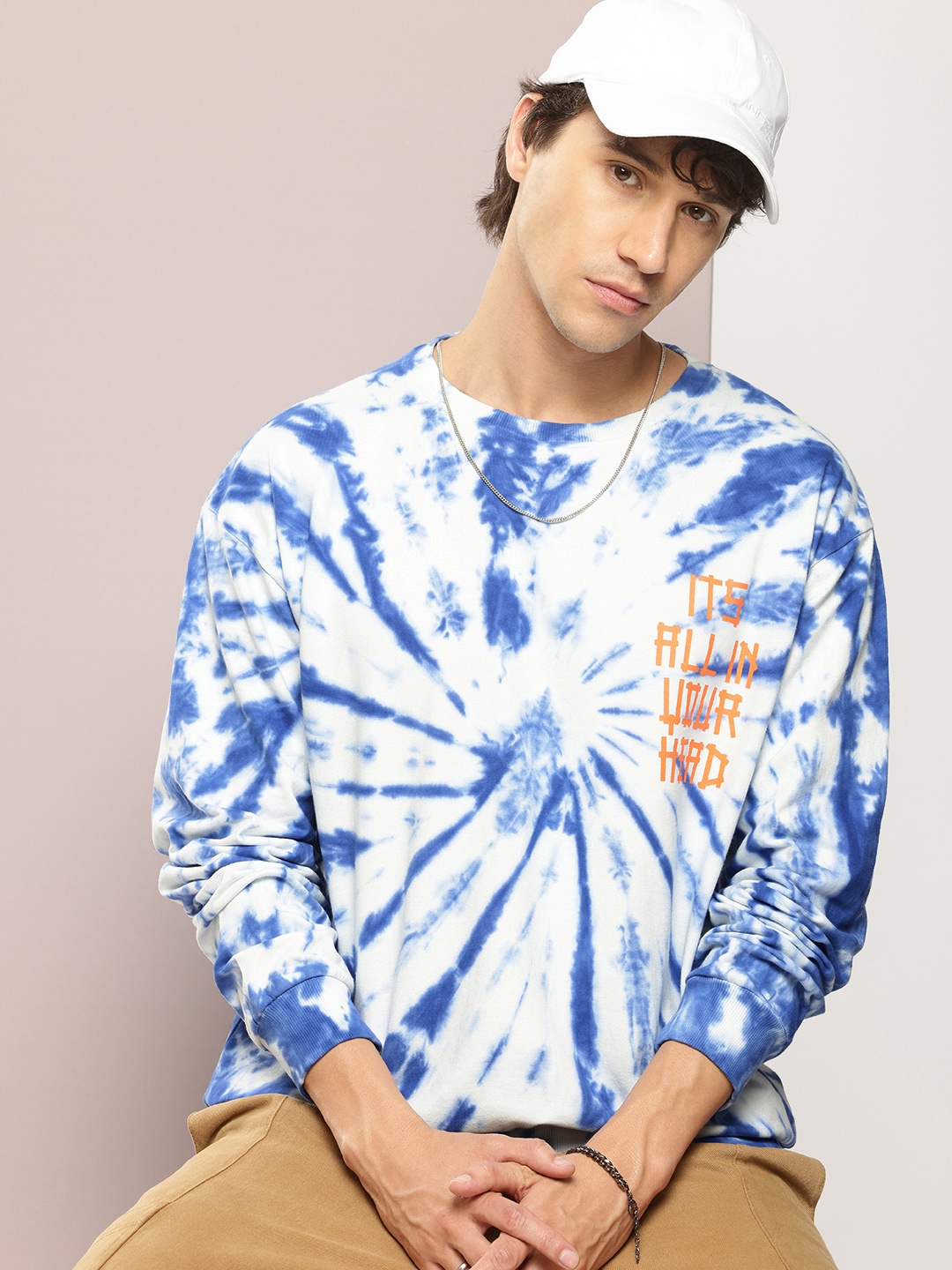 

Kook N Keech Pure Cotton Printed Tie-Dyed Hooded Sweatshirt, White