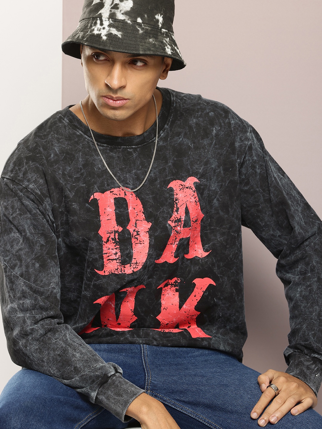 

Kook N Keech Pure Cotton Printed Washed Effect Sweatshirt, Black